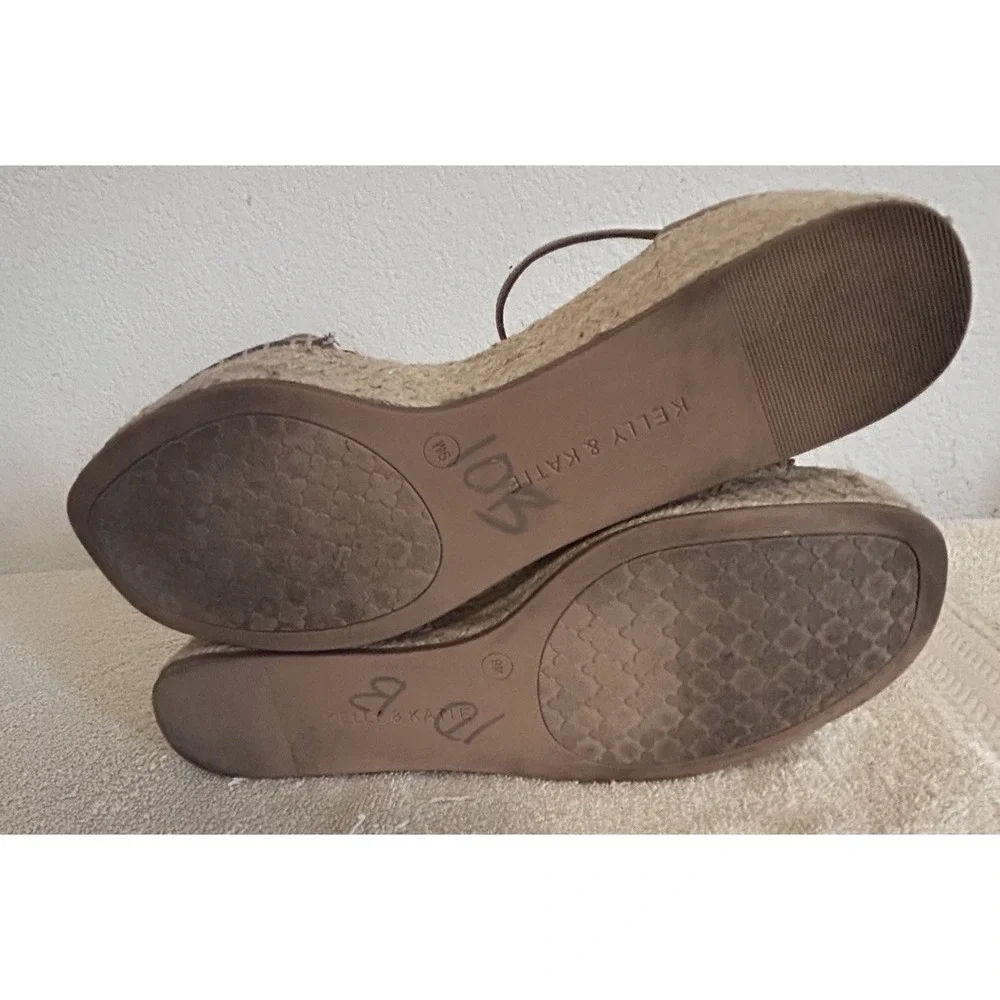 Kelly & Katie Size 9M Espadrille Taupe Wedge Fedrick Microsuede Sandals-JKL-1-A